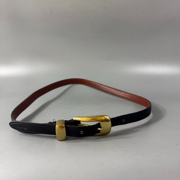 Vintage Coach # 3909 Black Leather Brass Buckle Women's Skinny Belt, Large - Picture 1 of 12